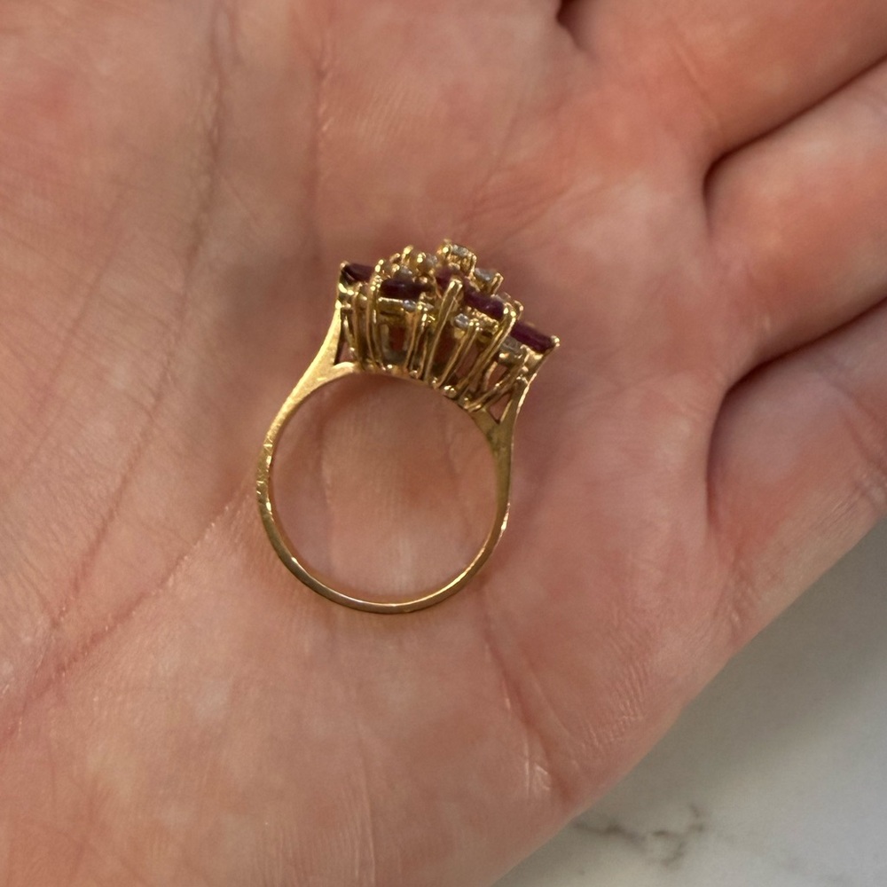 14k Ruby & Diamond Cocktail Ring - image 5